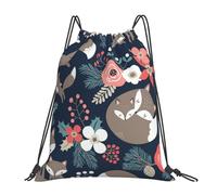 YOFIEN Mochila con cordón resistente al agua, diseño de zorro, animal, flor, mon y hija, para mujer y hombre, ideal para deportes, gimnasio