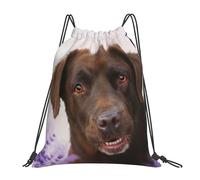 YOFIEN Mochila con cordón resistente al agua, ideal para deportes, gimnasio, para mujeres y hombres, con diseño de labrador marrón y lavanda, ideal para perros retriever.