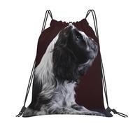 YOFIEN Mochila con cordón resistente al agua, ideal para el gimnasio, para hombre y mujer, con diseño de cachorro Cocker Spaniel blanco y negro