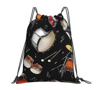 YOFIEN Mochila con cordón resistente al agua Jazz Collection Black Drum para hombre y mujer, ideal para deportes y gimnasio.