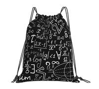 YOFIEN Mochila con cordón resistente al agua para el regreso a clases, color negro, para deportes, matemáticas, gimnasio, para mujeres y hombres.