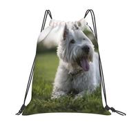 YOFIEN Mochila con cordón resistente al agua para perros Westie Lawn, ideal para deportes, gimnasio y mujeres y hombres.