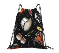 YOFIEN Mochila con cordón resistente al agua Rock Drum para hombre y mujer, ideal para deportes y gimnasio.