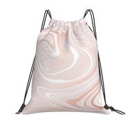 YOFIEN Mochila con cordón resistente, con delicado mármol rosa y imitación de oro rosa, ideal para deportes y gimnasio.