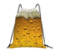 YOFIEN Mochila con cordón resistente con diseño de burbujas de cerveza amarillas, ideal para gimnasio, deportes y mujeres y hombres.