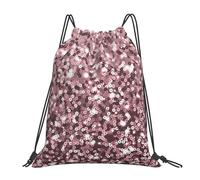 YOFIEN Mochila con cordón resistente con lentejuelas de oro rosa sobre agua abstracta rosa para mujer y hombre, ideal para gimnasio y deportes.