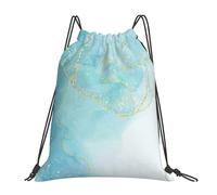 YOFIEN Mochila con cordón resistente de mármol líquido azul para hombre y mujer, ideal para deportes y gimnasio.