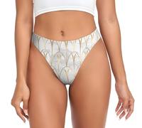 YOFIEN Tanga sin Costuras con diseño geométrico de Escamas Art Deco, Blanco, Gris y Dorado, para Mujer, Bragas Invisibles, Ropa Interior Deportiva.
