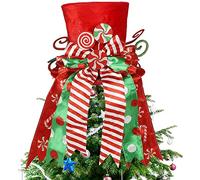 yofit Sombrero Rojo Grande con Lazo a Rayas y piruleta, decoración de árbol de Navidad, Adornos de Escritorio para el hogar