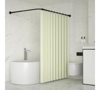 YOFOQ Barra Cortina Ducha en Forma de L, Barra Ducha Extensible Esquina 62-94 x 141-174 cm, Acero Inoxidable, Con 16 Anillas para Cortina, Negro