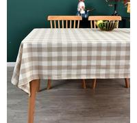 Yofori Mantel Cuadros Vichy, Mantel Rectangular para Mesa de Algodón Mezcla a Cuadros Manteles para Cocina, Picnic (Beige, 135 x 300 cm)