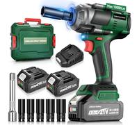Yofuly 1000Nm Atornillador de Impacto Compatible con Mak-kita 18V Baterías, 2x 4,0 Ah Baterías, Pistola de Impacto 1/2" Llave de Impacto de Alto par con 6 Llaves de Vaso Para Coche Cortacésped