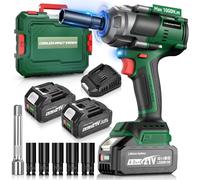 Yofuly 1000Nm Llave de Impacto Compatible con Mak-kita 18V Baterías, 2x 4,0 Ah Baterías, Pistola de Impacto 1/2" Destornillador de Impacto de Alto par con 6 Llaves de Vaso Para Coche Cortacésped