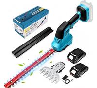 Yofuly 2 en 1 Cortasetos Bateria Compatible con Baterías Makita 18V | Cortasetos Eléctrico Inalámbrico con 2 Baterías, Cuchillas SK5 de 15/31 cm, Recortabordes para Jardín, Arbustos y Césped