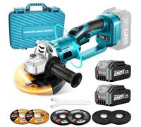 Yofuly Amoladora Angular Batería Compatible con Baterías Makita de 18V, Radial Eléctrica con 2 Batterie da 4,0 Ah | Testa Girevole a 180° | 3 Velocità | 9000 giri/min 125mm Rebarbadora con 6 Dischi