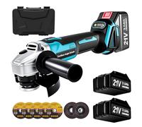 Yofuly Amoladora Bateria, 21V Amoladora Angular Inalámbrica con 2 Baterías de 3000mAh, 9000 RPM con 125mm Discos de Corte, Amoladora Pequeña Eléctrica para Cortar, Pulir y Lijar