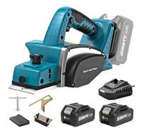 Yofuly Cepilladora de Madera para Maa-kita 18V Batería, 2×4.0Ah Batería, Cepillo Eléctrico para Madera - 15000rpm, Ancho de Cepillado de 82mm, Profundidad 0-2mm, para Trabajar Madera, Puertas