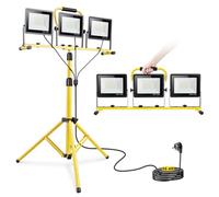 Yofuly Foco LED 3x 70W, Foco de Trabajo 21,000LM 6500K, Focos LED Portátil para Obras con Trípode Telescópico de Metal, Cable de 5M, IP66 Impermeable, Luz de Trabajo para Construcción