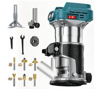 Yofuly Fresadora para Madera para Maa-kita de 18V Batería, 800W Rebajadora Eléctrica con 6 Velocidades | 13000-28000 RPM, Fresadora de Mano 6 Fresas de 6,35mm para Carpintería(No Incluye Pilas)