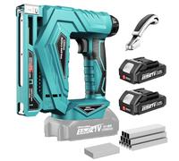 Yofuly Grapadora Clavadora Eléctrica a Batería 2 en 1, Compatible con Baterías Makita 18V, 2 Baterías 2,0Ah, Grapas de 6-14 mm y Clavos Brad 18GA de 6-15 mm, Ajuste de Profundidad, con 2000 Grapas