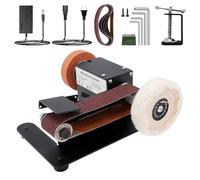 Yofuly Lijadora de Banda, Eléctrica Mini Amoladora de Banda Ángulo Ajustable con 10pc Bandas de Lijado para metal y carpintería, 7 Velocidad Ajustable
