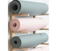 Yoga Accesorios Madera Estante para Esterillas de Yoga Equipo de Gimnasio en Casa, Soporte Colgante para Esterilla de Yoga, Organizador de Pared para Esterilla de Espuma(6 tiers-105cm(41 3/8"))