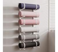 Yoga Accesorios Soporte para Esterilla de Yoga de Pared, Estante Metálico Colgante para Esterilla de Yoga, Yoga Mat Strap Foam Roller Resistance Band Storage Racks, Aparatos de Gimnasia en Casa