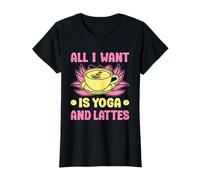 Yoga All I Want Is Yoga & Lattes Yoga Divertido Camiseta