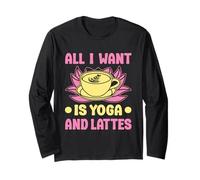 Yoga All I Want Is Yoga & Lattes Yoga Divertido Manga Larga