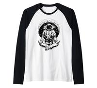 Yoga Astronauta Luna Creciente Ciencia Espacial Meditación Zen Camiseta Manga Raglan