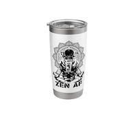 Yoga Astronauta Zen AF Divertido Mandala Meditación Lotus Pose Vaso térmico de acero inoxidable de doble pared