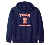 Yoga Because Adulting Is Hard Rosa Coral Cita Divertida Yogis Sudadera con Capucha