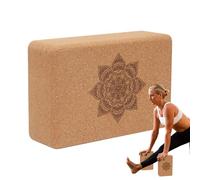 Yoga Blocks, Flower Pattern Exercise Block, 8.86x5.91x2.95 Inches, Professional Workout Bricks, Studio Yoga Equipment, Natural Cork Material for Home Exercise