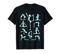 Yoga Esqueleto Meditando Yogi Posturas Zen Patrón Azul Camiseta