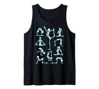 Yoga Esqueleto Meditando Yogi Posturas Zen Patrón Azul Camiseta sin Mangas