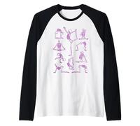 Yoga Esqueleto Meditando Yogi Posturas Zen Patrón Rosa Camiseta Manga Raglan