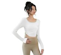 Yoga for Mujeres for Adelgazar en otoño e Invierno, Entrenamiento for Correr, Top Deportivo de Manga Larga, Ropa Deportiva Moda con Temperamento Yoga Gimnasio(White,L)