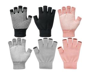Yoga Gloves - 3 pares de guantes de pilates con agarres | No Slip Pull-Up Glovess | Half Finger Workout Mitten For Women Ladies Wives Mothers Enthusiasts Beginners Professionals Athletes Home Gym