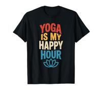 Yoga Is My Happy Hour Vintage Divertido Yoga Entrenamiento Meditación Camiseta