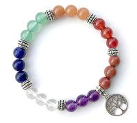 Yoga Jewelry 7 Chakra pulsera árbol de la vida Charm Strand pulsera hombres piedras naturales cuentas pulseras y brazaletes para mujeres-árbol de la vida
