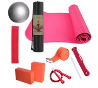 Yoga Kit, Ejercicio Mat with Yoga Blocks, Latex Resistance Band, Stretching Band to Your Flexibility, No Soportive, Complete Fitness Equipment for Home and Gym
