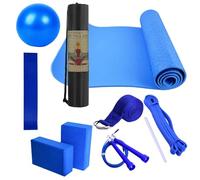 Yoga Kit, Exercise Mat with Yoga Blocks, Fitness Equipment Portable Compact Versatile Idealfor Women and Men, Includes Latex Resistance Band, Stretching Band