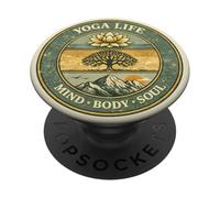 Yoga Life Mindfulness Body Soul Vintage Retro Regalo para Yogis PopSockets PopGrip Adhesivo
