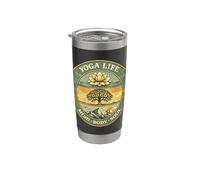 Yoga Life Mindfulness Body Soul Vintage Retro Regalo Para Yogis Vaso térmico de acero inoxidable de doble pared
