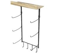 Yoga Mat Holder,Wall Mounted Yoga Mat Rack with Hooks, Wooden Foam Roller Organizer for Home Balcony Gym, Multifunctional Pilates Mat Rack For Fitness Bands Exercise Towel