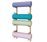 Yoga Mat Wall Storage Rack,Wall Mounted Yoga Mat Rack Storage Organizer, Large Capacity Metal Foam Roller/Exercise Mats Display Stand, Heavy Duty Gym Yoga Mat Holder(Black 6 Tier)