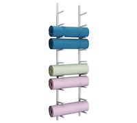 Yoga Mat Wall Storage Rack,Wall Mounted Yoga Mat Rack Storage Organizer, Large Capacity Metal Foam Roller/Exercise Mats Display Stand, Heavy Duty Gym Yoga Mat Holder(Gold 9 Tier)