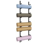 Yoga Mat Wall Storage Rack,Wall Mounted Yoga Mat Rack Storage Organizer, Large Capacity Metal Foam Roller/Exercise Mats Display Stand, Heavy Duty Gym Yoga Mat Holder(Gold 9 Tier)
