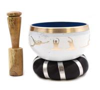 Juego de Cuenco Tibetano - Movimientos de Yoga - Blanco/Azul 10,7 cm