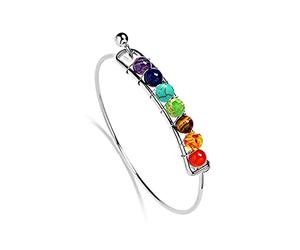 Yoga Muticolor Energy, cuentas de joyería de piedra natural, 7 pulseras y brazaletes de equilibrio de Chakra para mujeres y hombres, joyería de plata